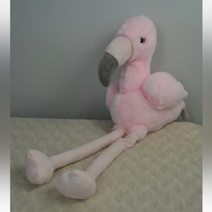 HugFun Pink Flamingo Plush Stuffed Animal Toy Gray Tropical Bird Long Legs Lovey